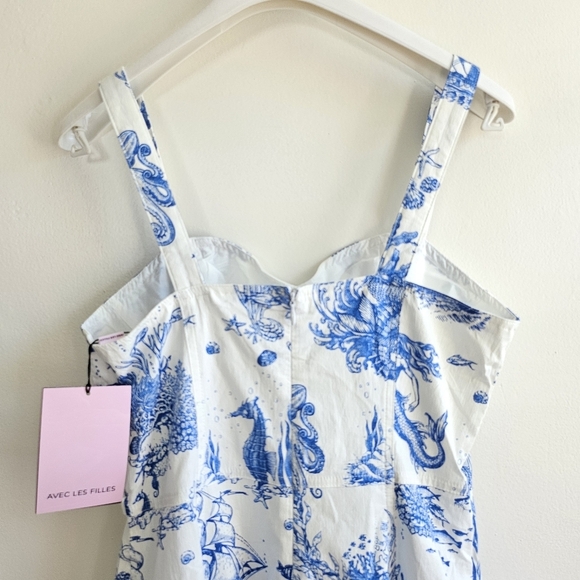New AVEC LES FILLES Toile Nautical Print Cotton Blend Midi Dress NWT Size 6 - Picture 13 of 17